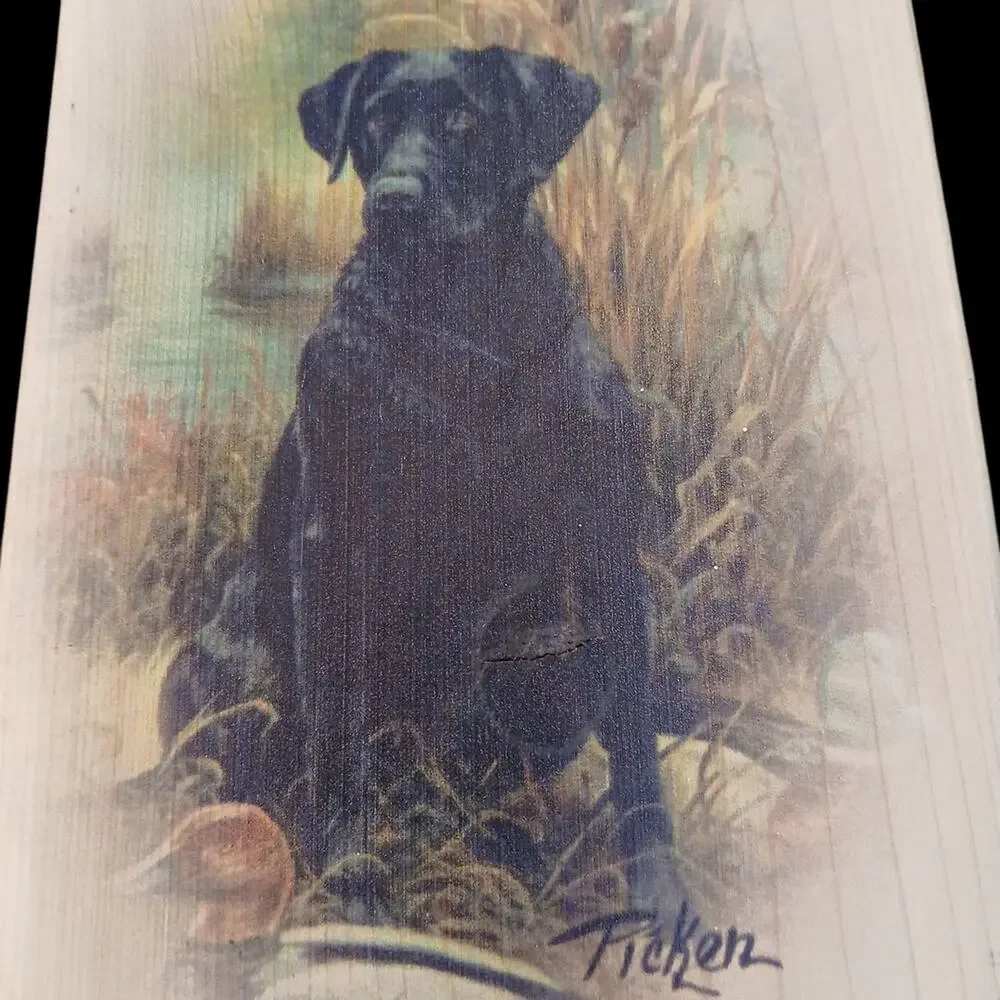 Welcome Wall Plaque Hand Painted Black Lab Dog Signed Gift Wood Graphixs Inc 18
